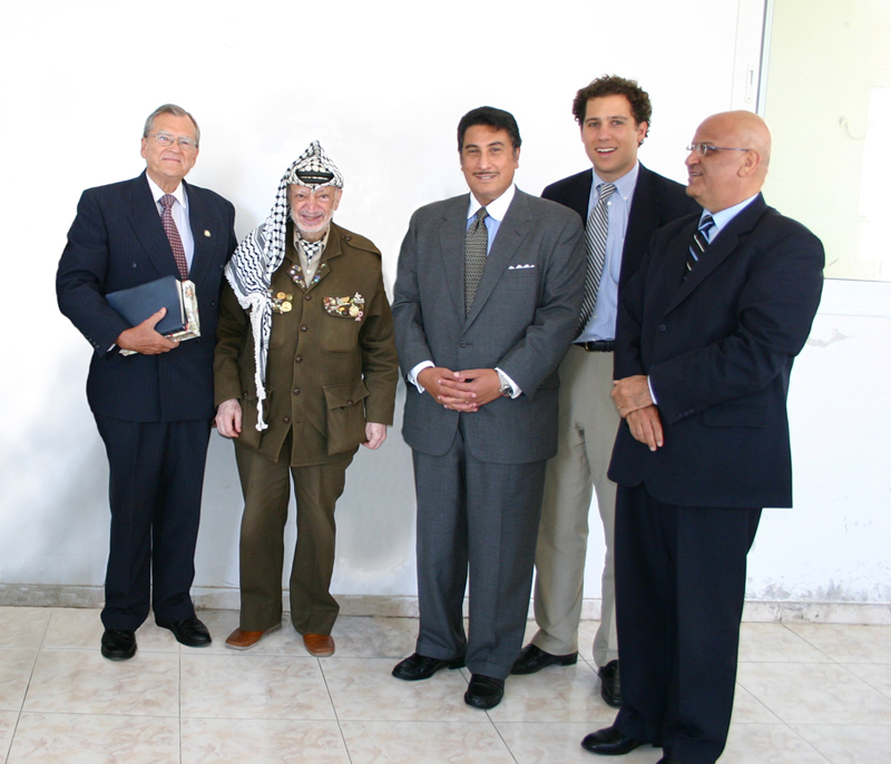With Yassar Arafat, Dr. Michael Youssef, Joshua Youssef, and Saeb Erekat.